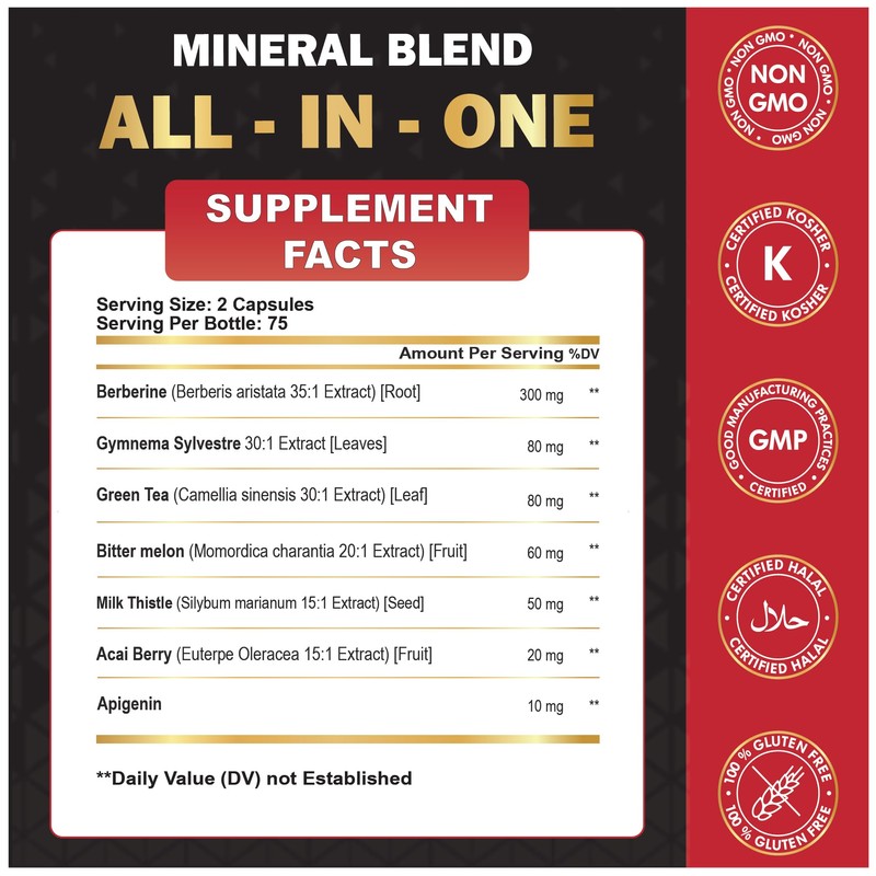 Organic Cadane Berberine Extract 35:1 - Berberine Supplement with Gymnema