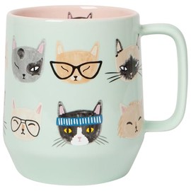Jubilee Danica Stoneware Mug - Modern Feline Design 22 oz Capacity Reusable Cup