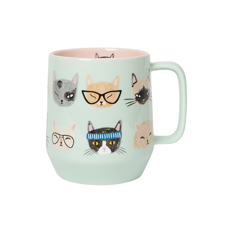 Jubilee Danica Stoneware Mug - Modern Feline Design 22 oz