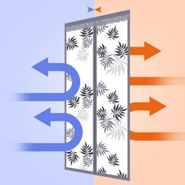 Magnetic Thermal Insulation Draft Stopper Curtain for Doors - No-Drill Vinyl Windproof Solution for Cold Weather Red Brown - Medium