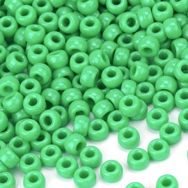 Dowsabel Green Pony Beads Bulk 1000 Pcs 6x9mm, Large Hole Kandi Hair Beads for Braids Bracelets, DIY Friendship Bracelets Necklaces Jewelry Making, Kids & Students Crafts and Gifts