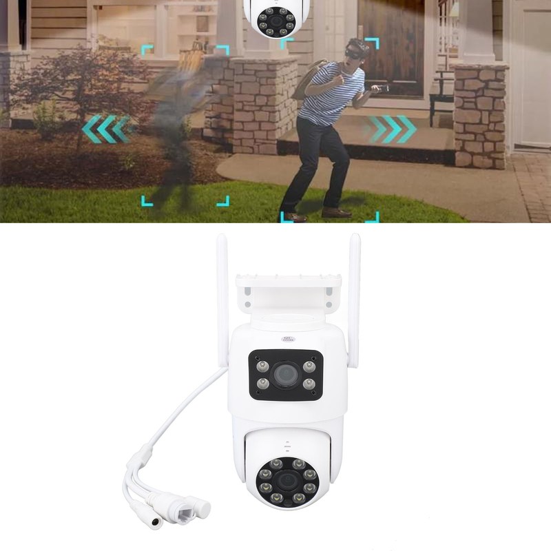 PTZ Security Camera WiFi Dual Lens 4MP Night Vision Motion