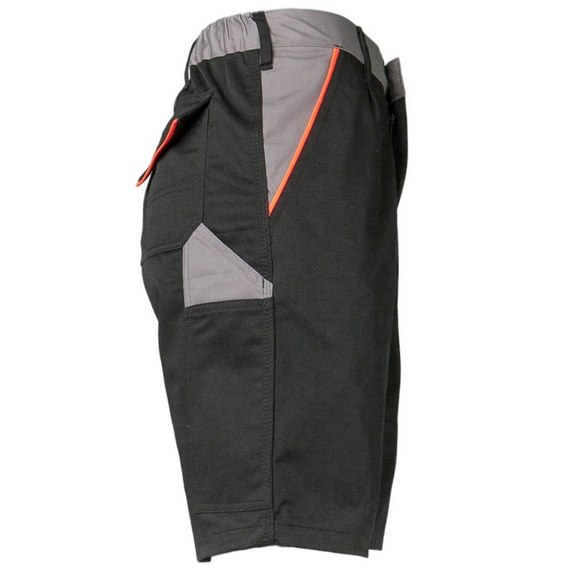 Planam Size 4XL Men's Visline Shorts, Black, Orange, Zinc, Model