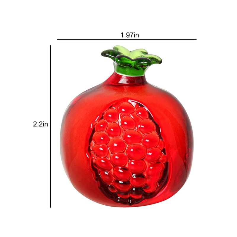 JOONOR Crystal Pomegranate Statue Ornament Decorative Artificial Fruit Glass Figurine