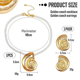 1 Pair Of Conch Earrings, 1 Conch Necklace, Bohemian Style Jewelry, Alloy Conch Necklace, Ocean Style Textured Earrings, Beach Vacation Jewelry