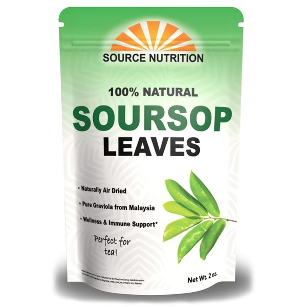 Organic Dried Soursop Leaves (Approx 100-200 Leaves) - Whole Dried Leaves, Pure Graviola for Tea, High in Acetogenins - Bulk 2 oz Resealable Bag