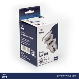 DURO CLICK-CLACK Valve with Brass Sleeve, Effortless Functionality for the Sink, Pop Up Valve, High-Quality Brass and Minimalist Design, with Overflow, Round, Large, Chrome