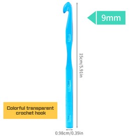 9 mm Crochet Hook, Ergonomic Handle for Arthritic Hands, Colorful Transparent Crochet Hook for Beginners and Crocheting Yarn(9 mm)