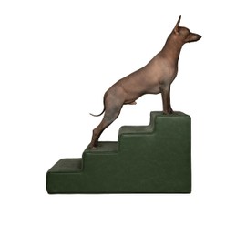 Noah & Paw Dog Stairs, Dog Ramp for Bed (17" Extra Wide) Pet Stairs for High Bed, Design to Fit Small and Large Breeds, Durable 4 Pet Steps for Couch (35 Foam Density) Leather Collection