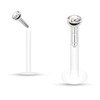 PiercedOff Bio-Flex Labret Retainer with Press Fit Clear Gem Top
