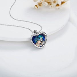 PROESS Dog Necklace 925 Sterling Silver Dog and Women Necklace Crystal Dog Pendant Dog Jewelry Memorial Gifts for Dog Lovers for Women Men for Birthday Christmas