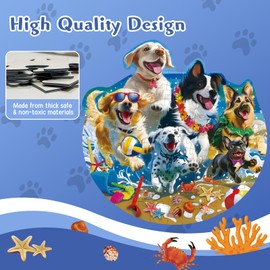 TALGIC Puzzles for Kids Ages 4-6, 100 Piece Puppies Kids Floor Puzzles with Beach & Marine Animals, Perfect 7 Year Old Boys Girls Gifts, Large Jigsaw Puzzles for Children's Learn and Play