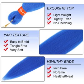 Blue Pre Stretched Braiding Hair Colorful 30 Inch 2 Packs Festival Yaki Texture Braid Hair Extensions Easy to Use