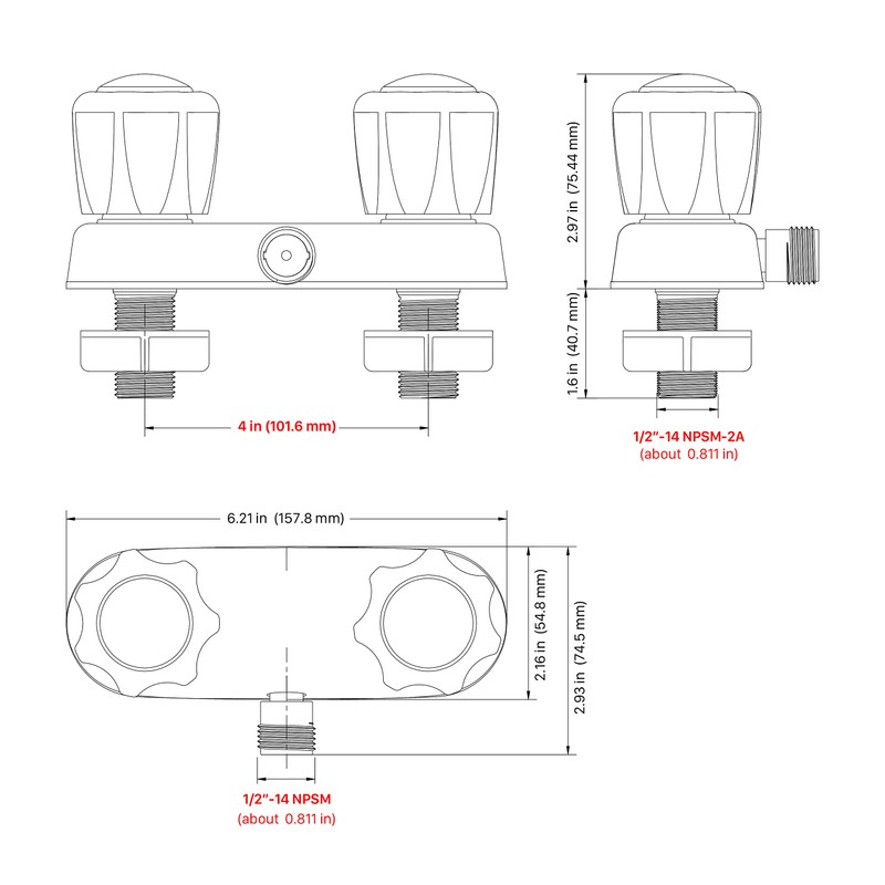 RV Faucet - 4' Shower Valve Diverter Assembly Kit, Replacement