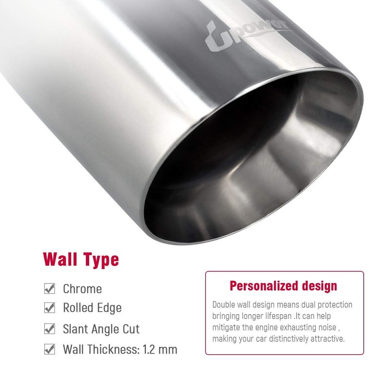 Upower Pack of 2 Exhaust Tip 2.5 inch Inlet 4