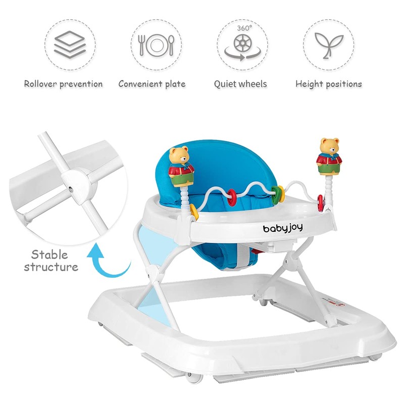 BABY JOY Baby Walker, Foldable Activity Walker with Adjustable Height,