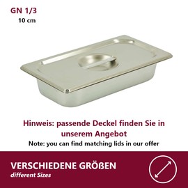HOOZ GN Container 1/3 Stainless Steel, 100 mm Height, Food Safe Gastronorm Container Made of Stainless Steel, Draining or as a Cooking Insert, Heat Resistant Gastro Container