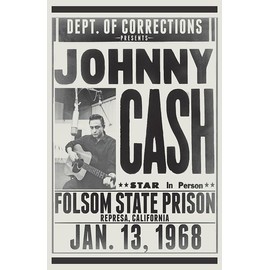 Johnny Cash Original 1968 Concert Poster Folsom State Prison Reprinted 24" x 36"
