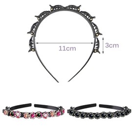 SSyang 2 PCS Hair Hoop Double Bangs Hairstyle Hairpin, Hairpin Headbands Japanese and Korean Hair Band, Women's and Girls' Headwear Everyday Use Accessories (Color + Melange Gray)