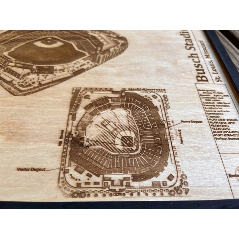 Decor Busch Stadium Wood Engraved Stadium Blueprint St. Louis Baseball