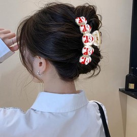 1 Pack Snowman Christmas Hair Clips Cute Winter Acrylic Hair Claw Clip Strong Hold Hair Barrette Nonslip Transparent Cute Small Snowman Design Hair Jaw Clips for Xmas Holiday Party Hair Accessories