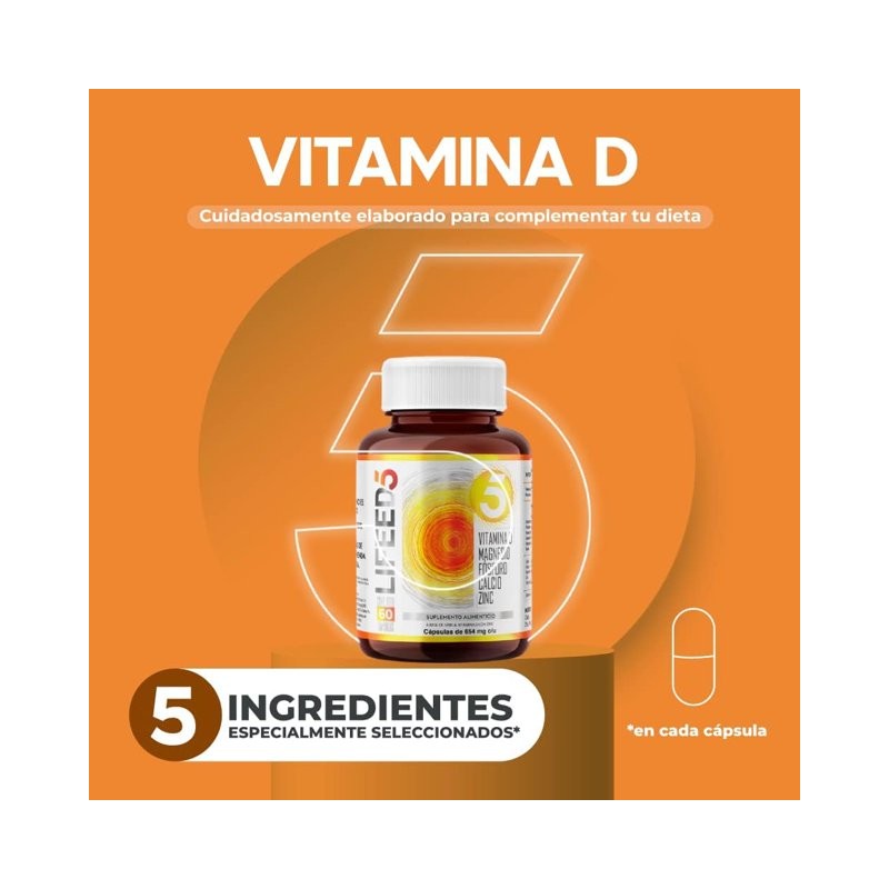 Multivitaminico Defensas LIFEED5 Vitamina D 60 dias con Magnesio Calcio