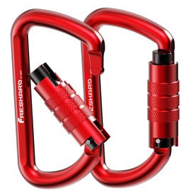 FresKaro 3 inch Twist Locking Carabiner Clips, Weight Class 1224 kg, Auto-Lock Aluminium Carabiner, for Hammocks, Yoga Swing, Camping, Keychain, Safe Dogs (Red)