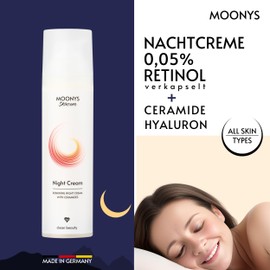 MOONYS® Night Cream - Intensive Night Cream with Retinol & Ceramides | Night Cream Face Men & Women | Face Moisturiser | Anti-Wrinkle Cream | Vegan | 75 ml