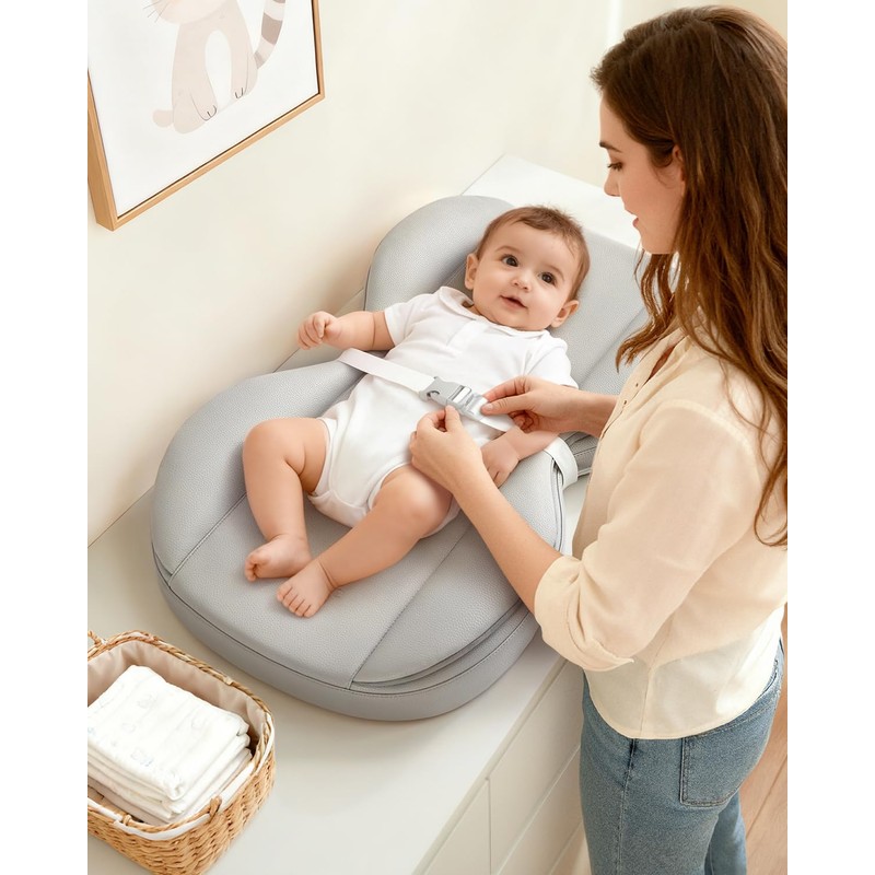 Baby Changing Pad with Waterproof & Wipe-Clean, Non-Slip Foldable PU