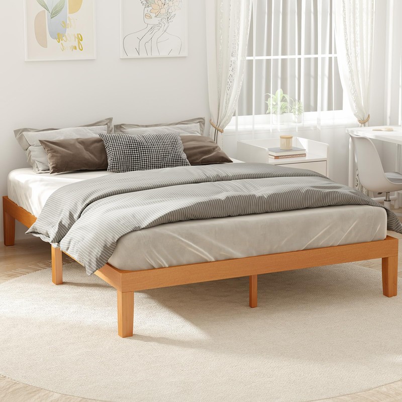 UOCFYK 12 Inch Solid Wood Platform Bed, Full Size Bed