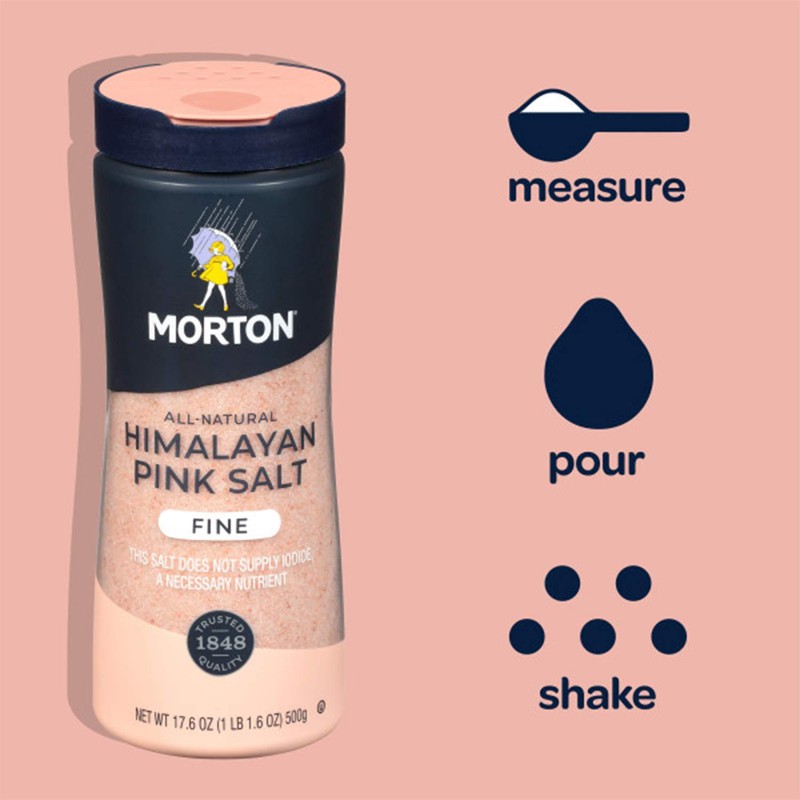 Morton All-Natural Himalayan Pink Salt, Fine, (17.6 oz), 6-Pack, Perfect
