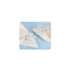 Xerling - 1 par de elegantes clips de perlas desmontables hechos a mano con hebilla para zapatos de flores para boda, zapatos florales, decoración de cristales, accesorios para zapatos de diamantes de