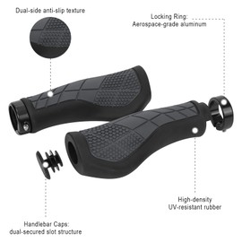 Ergonomic Handlebar Grips for Mountain Bikes Single Sided Aluminum Locking Mechanism High-Density Rubber Hard Plastic Material Compatible with 22.2mm Handlebars (Grey（Upgrade‌）)