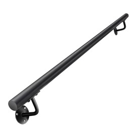 Purife 48 Inch Black Square Pipe Staircase Handrails - 4 FT Wall Mount Stairway Railing Indoor, Outdoor Stair Railing, Deck Rails, Banister Railing, Safety Grab Handle for Handicap