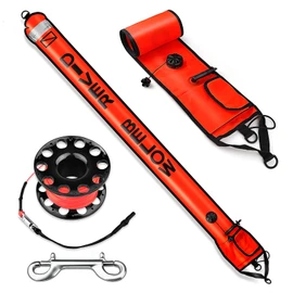 Dving Scuba SMB, Dive Reel and Clip Set, 5FT Diving Surface Marker Buoy (DSMB) with 100FT Reel/Lead Weight Extra Storage Bag, Scuba Signal Tube Inflatable Marker for Diver Underwater Sports (Orange)