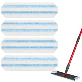 Reusable Microfiber Mop Pads Compatible with O Cedar H2prO Flat Mop System, H2prO Flat Mop Replacement Pads, Flat Mop Refills Flat Mop Heads Replacements for Floor Cleaning, Machine Washable, 4 Pack