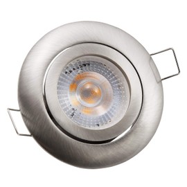 McShine - LED recessed ceiling light, Eco-50, 5 W, 400 lm, swivelling, brushed stainless steel, 3000 K, step-dimmable, ideal for ceiling installation in the living room, hallway, workplace etc.