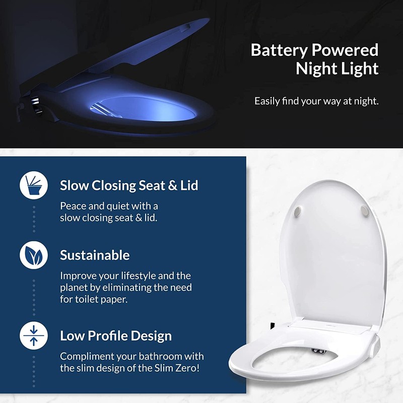 Bio Bidet Slim Zero Non Electric Bidet Toilet Seat Elongated,