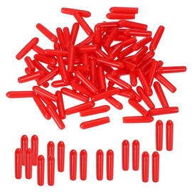 PATIKIL Round Rubber End Caps 2mm ID, 100 Pcs Rubber Bolt Covers Caps Vinyl Rubber Flexible Screw Thread Protectors for Metal Tube Rod Bolts, Red
