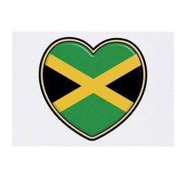 'Jamaica Flag Heart' Temporary Tattoo - Water Resistant, Skin-Safe, Non-Toxic Transfer (TO00060209)