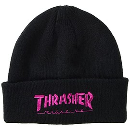 Slasher K-THR-N01K / MAG LOGO BEANIE Kids' Classic Knit Cap (Brand Logo) Hat, BLK/PNK