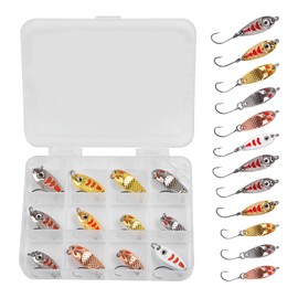 Fishing Spoon, Trout, Stream Lure, Spoon Set, 0.07, 0.1 oz (2 g), 0.1 oz (2.5, 3 g), 0.2 oz (5 g), Zinc Alloy, 12 Blades, Tube Fishing Lure Set, Yamame