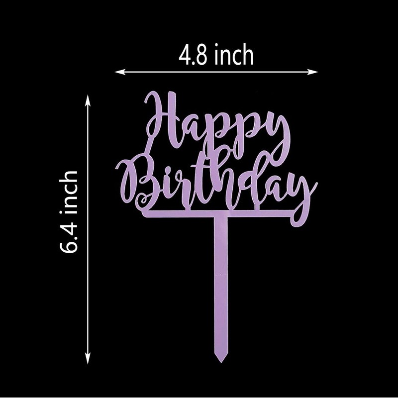 Decoración para tarta de cumpleaños con texto en inglés «Happy