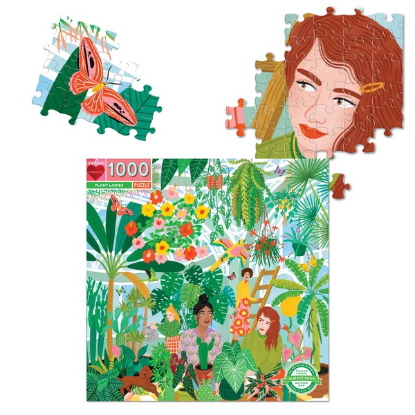 eeBoo: Piece and Love Plant Ladies 1000 Piece Square Adult Jigsaw Puzzle, Puzzle for Adults and Families, Glossy, Sturdy Pieces and Minimal Puzzle Dust