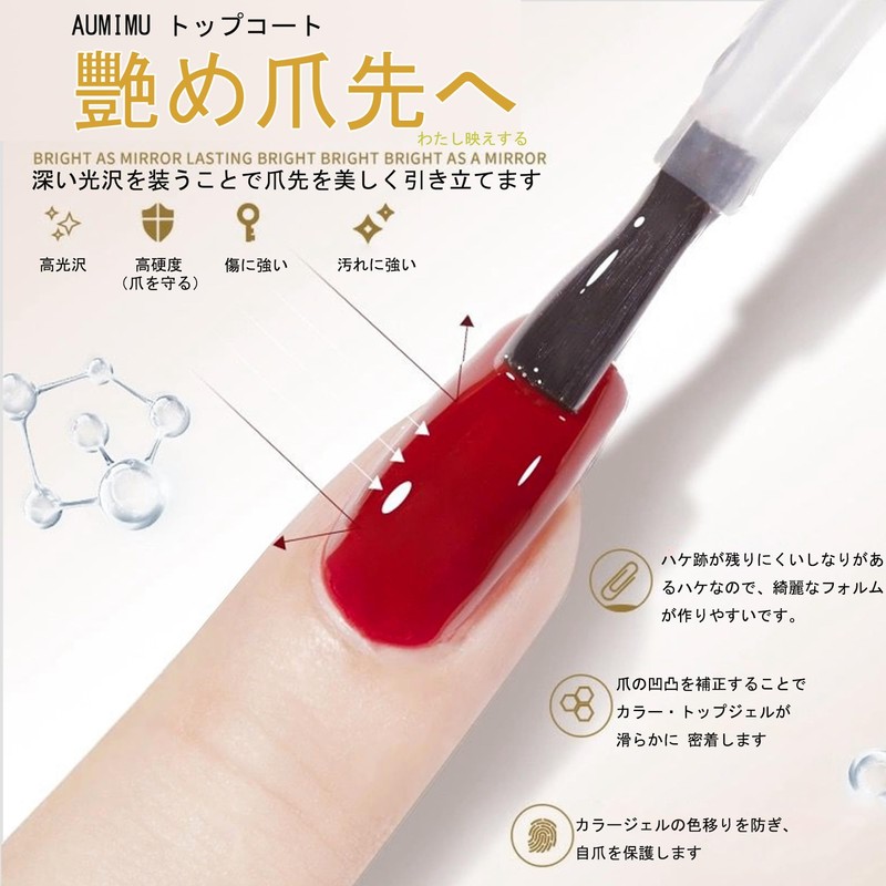 AUMIMU Gel Nail Top Coat, 0.3 fl oz (10 ml)