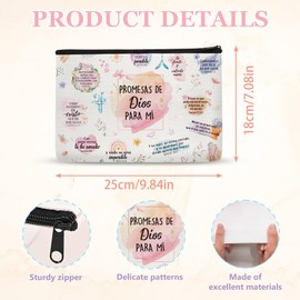 SEAOYOZO Regalos Cristianos Para Mujer, Spanish Religious Gifts for Women Bible Verses Makeup Bag Religious Scripture Inspirational Gifts Cosmetic Bag for Pastor Wife Prayer Church Prayer