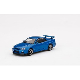 True Scale Miniatures Model Car Compatible with Nissan Skyline GT-R (R34) V-Spec II Bayside Blue Limited Edition 1/64 Diecast Model Car MGT00341