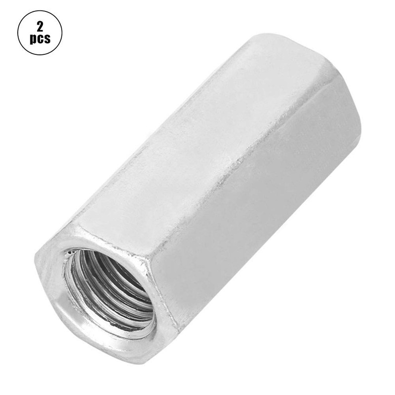 Long Hex Nut, 2pcs M16*50 Zinc Plated Steel Long Hex