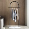 Freestanding Clothing Rack with Marble Base,Modern Black Arch Garment Rack