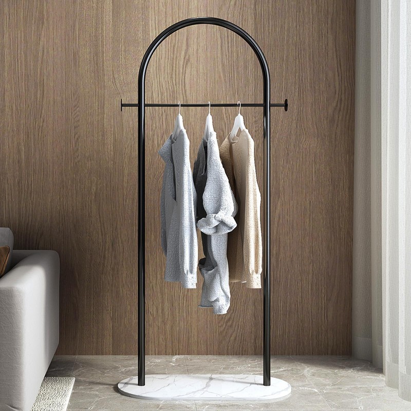 Freestanding Clothing Rack with Marble Base,Modern Black Arch Garment Rack